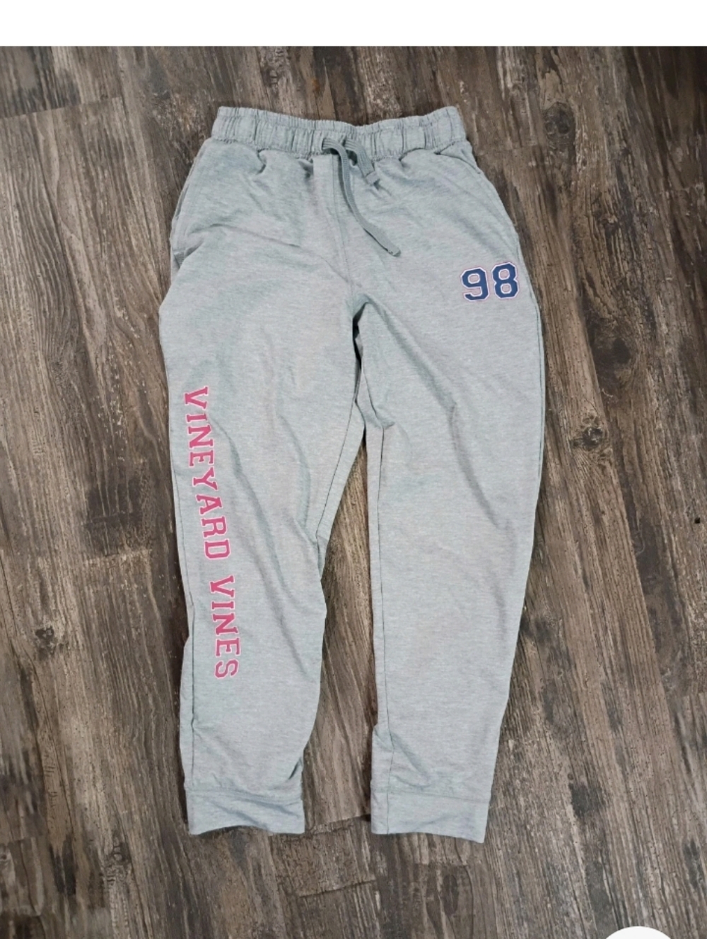Vineyard Vines Size Small Girls Gray Sweatpants with Pink Logo